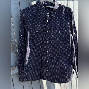 Vintage L.L. Bean Polka Dot Shirt XL Women’s Button Down X-Large Cotton Office